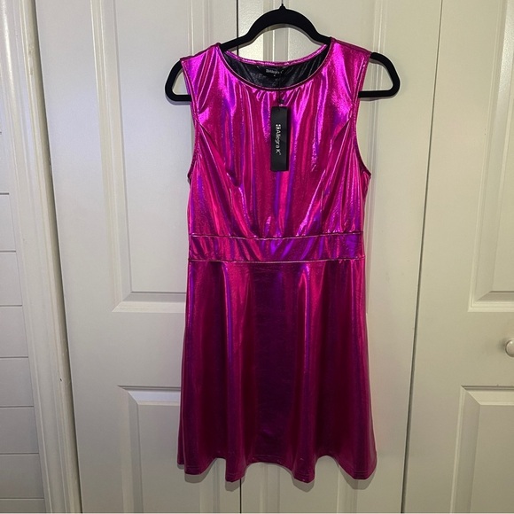 Allegra K Women's Shiny Pink Mini Dress - Picture 2 of 8